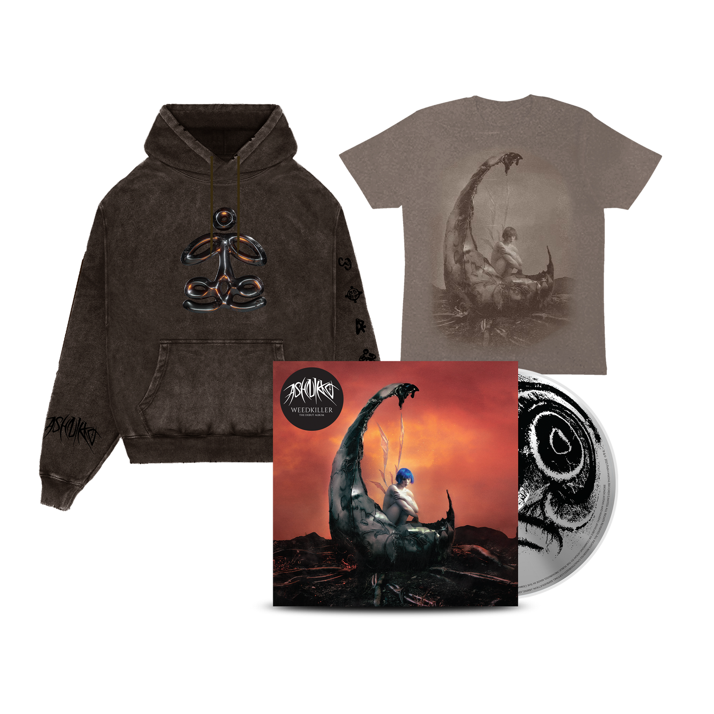 WEEDKILLER CD, Faded Brown Tee and Faded Brown Hoodie